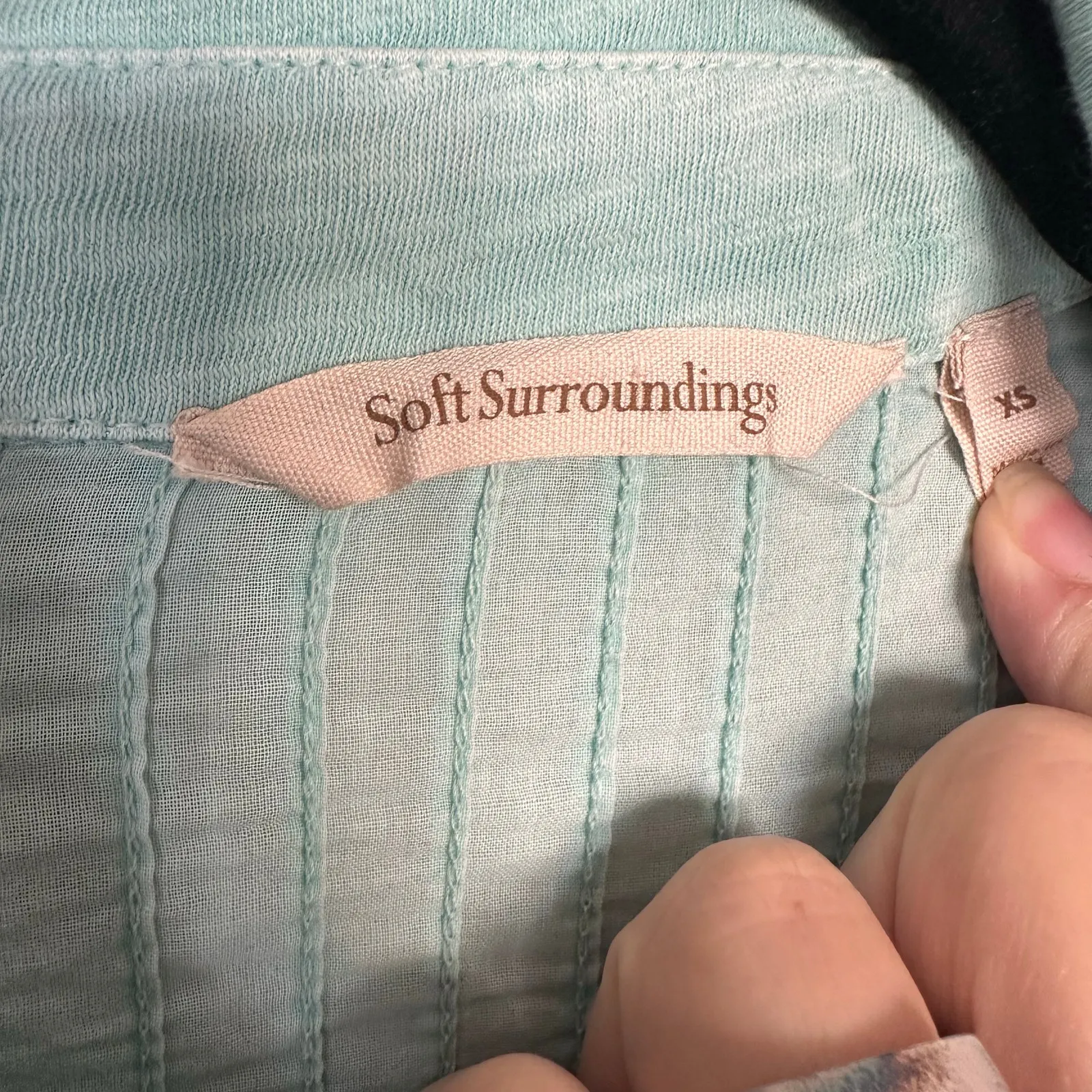 Soft Surroundings Aqua Long Sleeve Button Down Pocket Front Woven Tunic Sz XS - Image 8