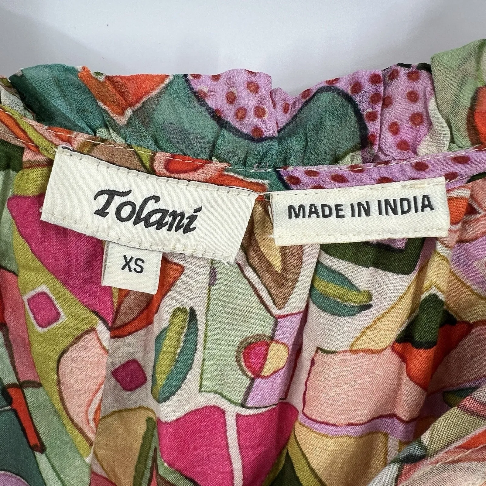 Tolani Collection Sherah Maxi Dress Tropical Long Sleeves Button Smocked Size XS - Image 8