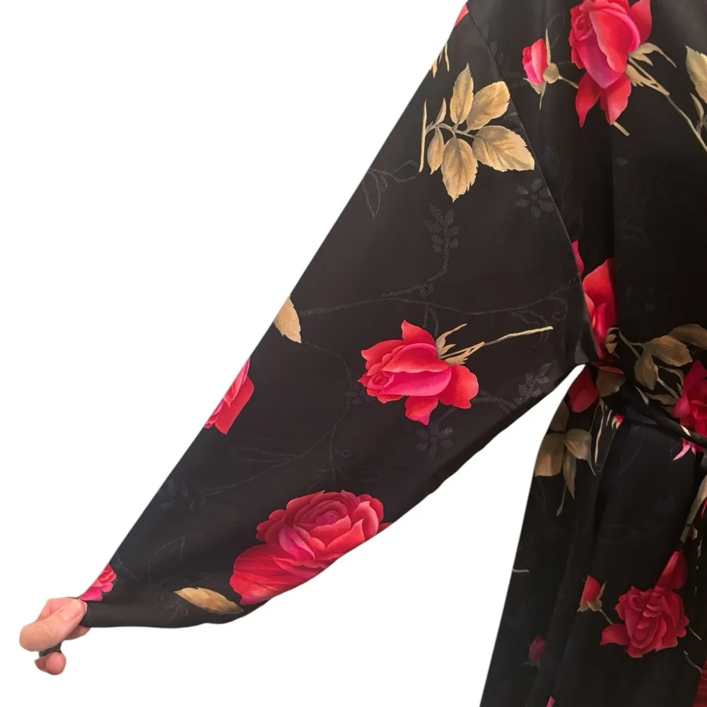 VTG Victoria’s Secret SILK Belted Floral Robe Sz XS Valentines Sexy Boudoir - Image 5