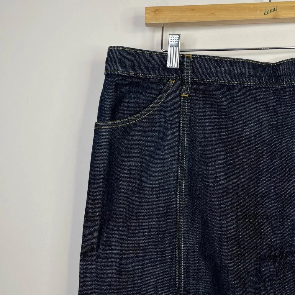 Vintage Y2K  Dark Wash Utility Denim Jean Skirt Classic Knee Length womens 12 - Image 2