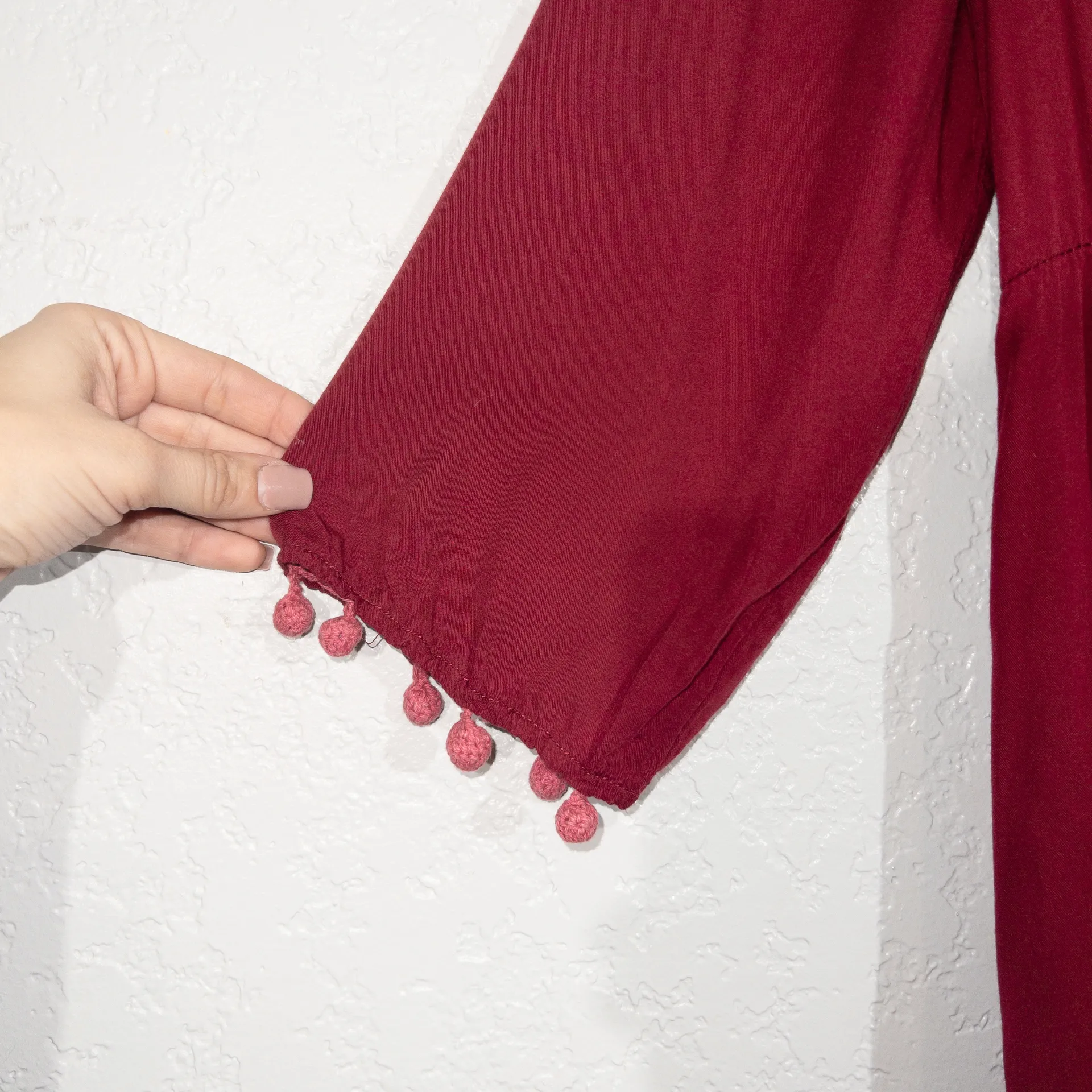 Burgundy Lace Front Tunic Dress Size Medium - Image 4