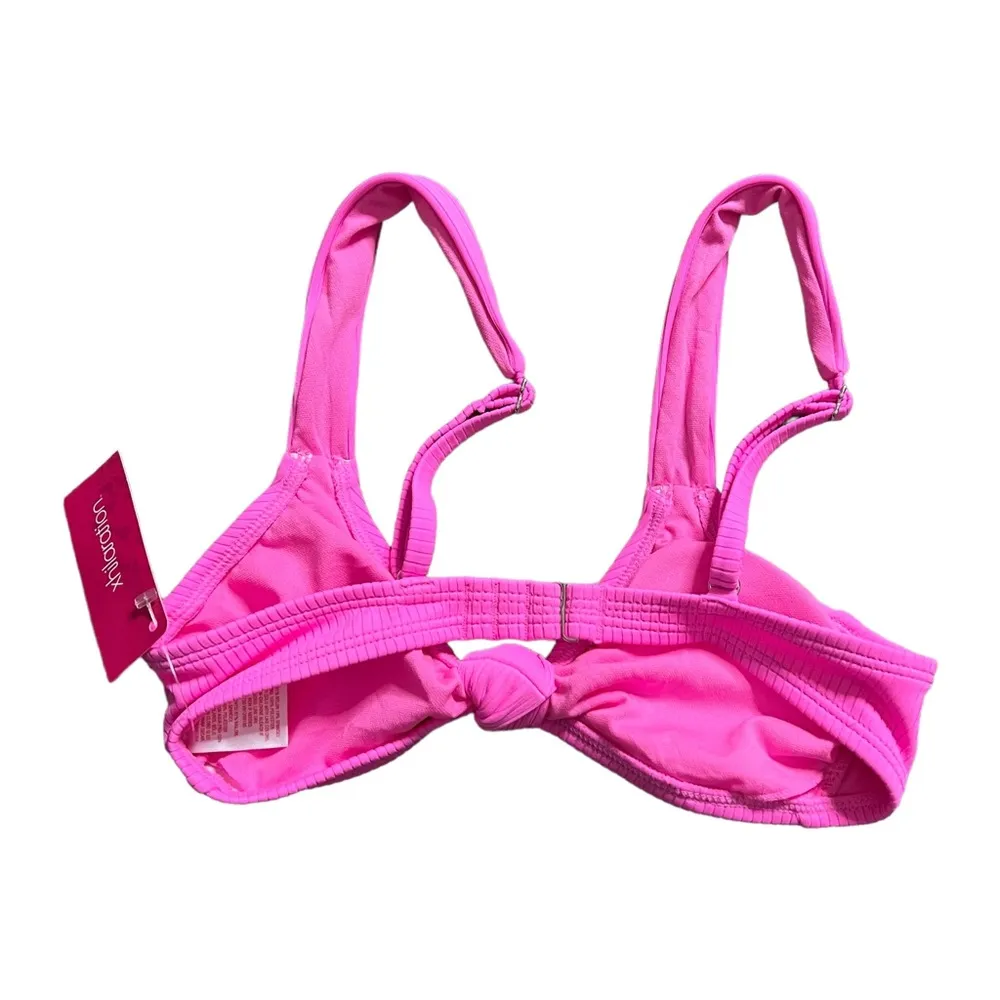 2 Piece Ribbed Bikini Swim Top & Hipster Bottom XS Women’s Hot Pink - Image 3