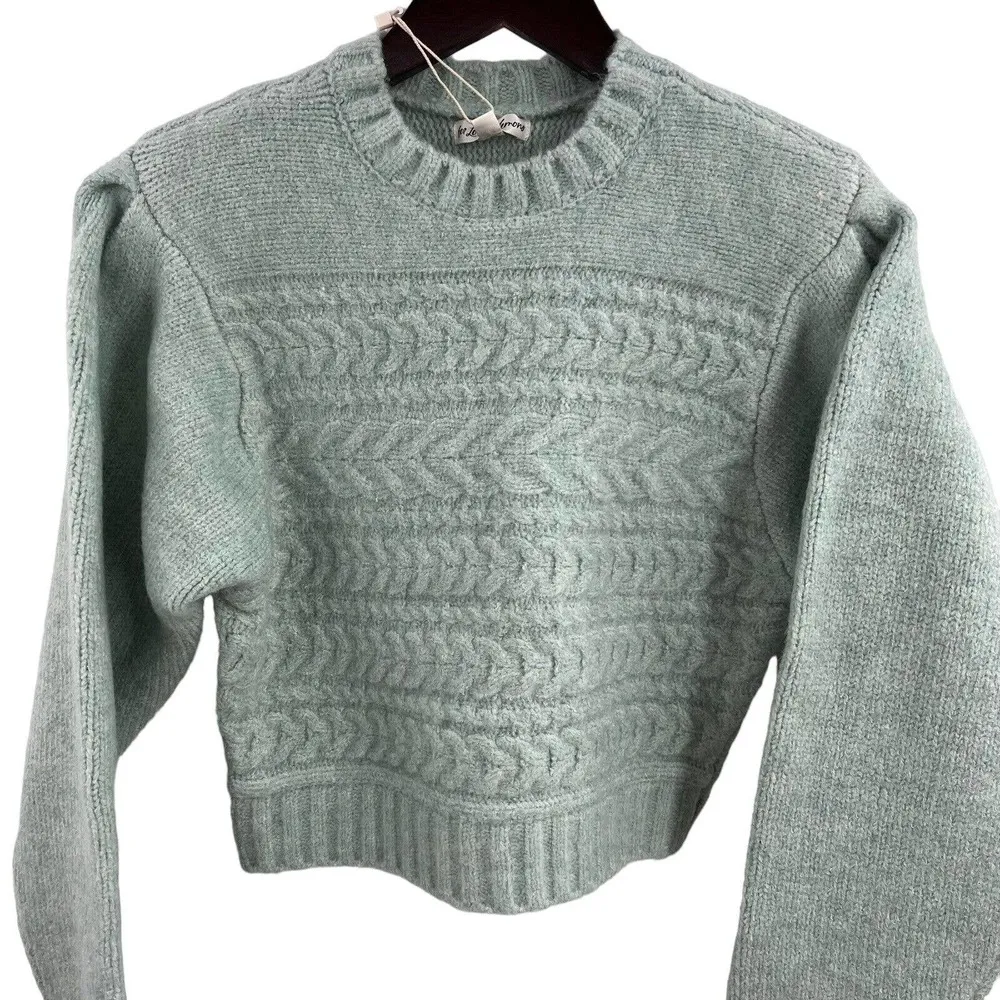 For Love & Lemons Dominique Green Cable Knit Sweater XXS New - Image 23