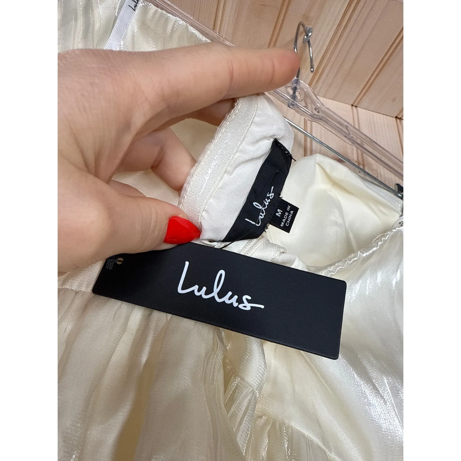 NWT Lulus Com-pleat-ly Charming Ivory Organza Tiered Strapless Midi Dress Sz M - Image 5