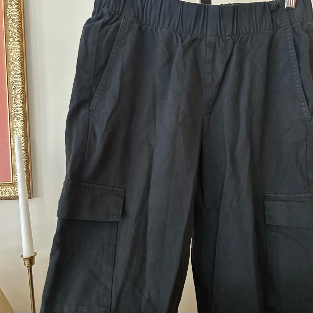 GAP Twill Cargo Pants Black Joggers Elastic Waist Stretch Cotton Lyocell Size S - Image 3
