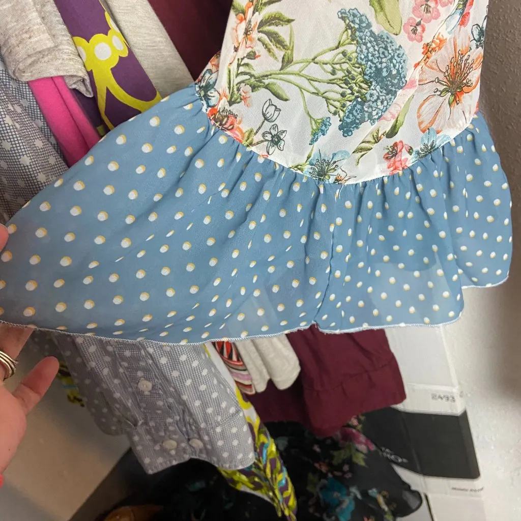 Mystree Size M Kimono Duster Longlined Floral Polka Dots Open Front Boho Hippie - Image 3