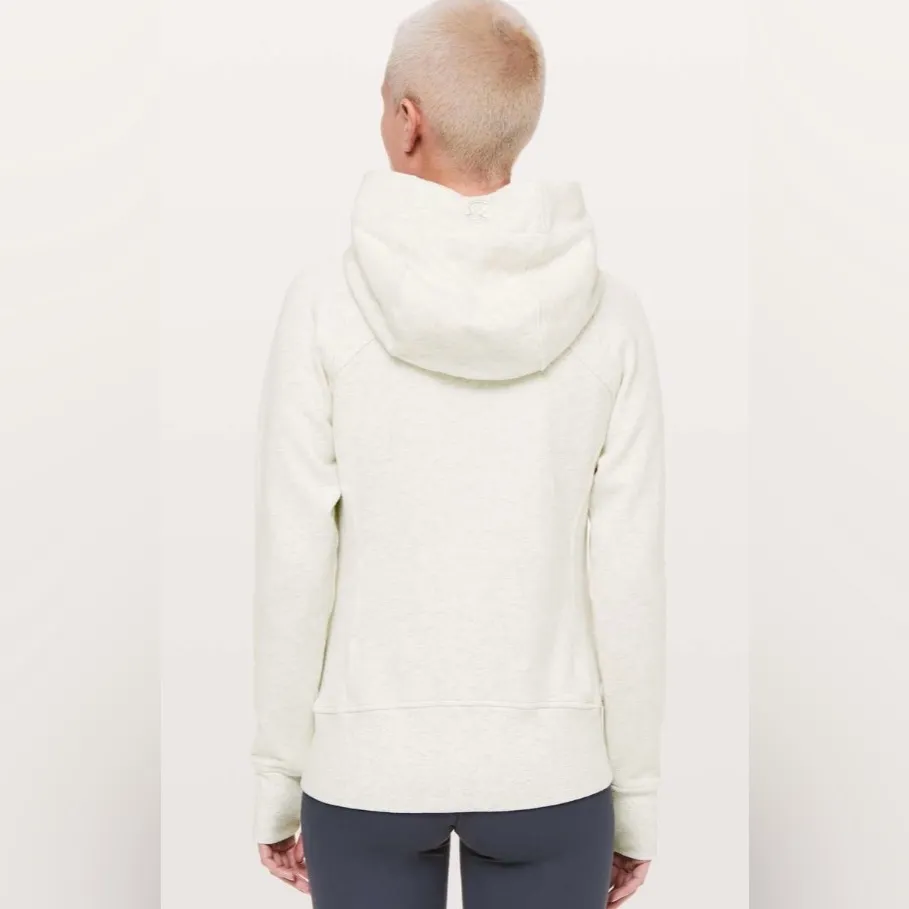Lululemon Scuba Hoodie Light Cotton Fleece Full Zip Jacket Heather Ivory Size 8 - Image 2