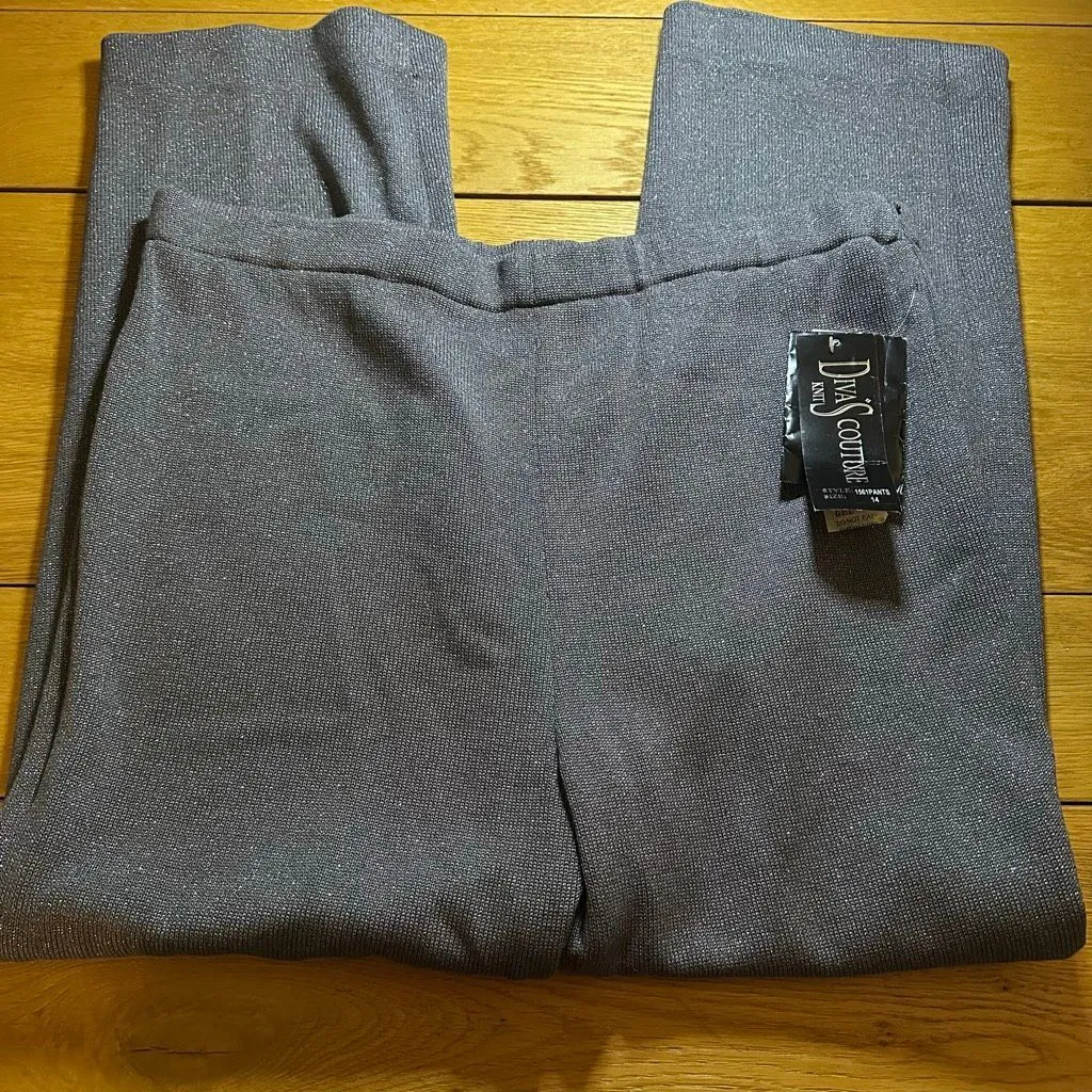 NWT Gray shimmer Woolf blend knit pants 14 Silver - Image 2