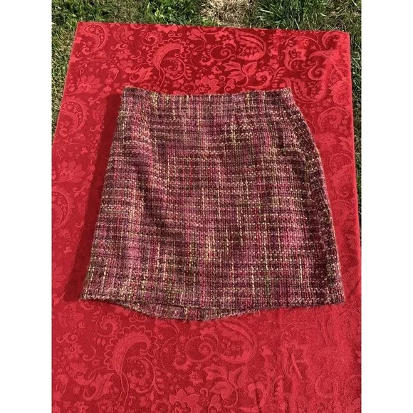 Studio C Women Casual Skirt 12 Pink Purple Acrylic‎ Woven Vintage Preowned - Image 4