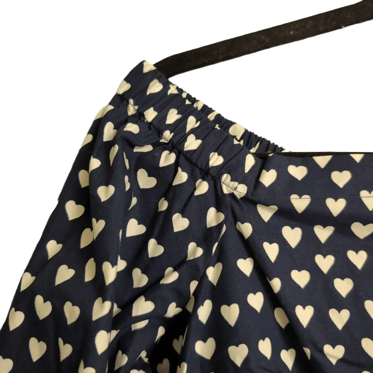 Draper James Heart Field Lennox Off the Shoulder Top Navy Hearts Tie Blouse S - Image 2