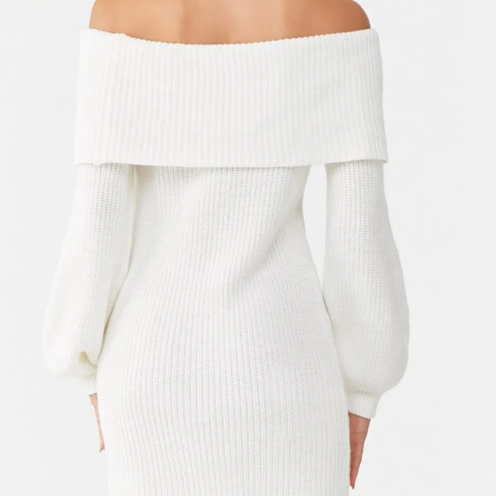 NWT White Off the Shoulder Sweater Dress - Image 3