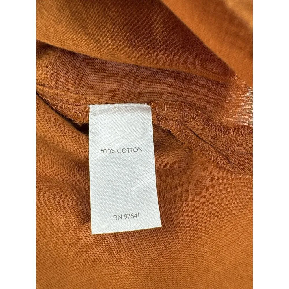 J.Jill Pure Linen Dress Sz S V-Neck Long Sleeve Lagenlook Copper Boho Beach NWT​ - Image 12