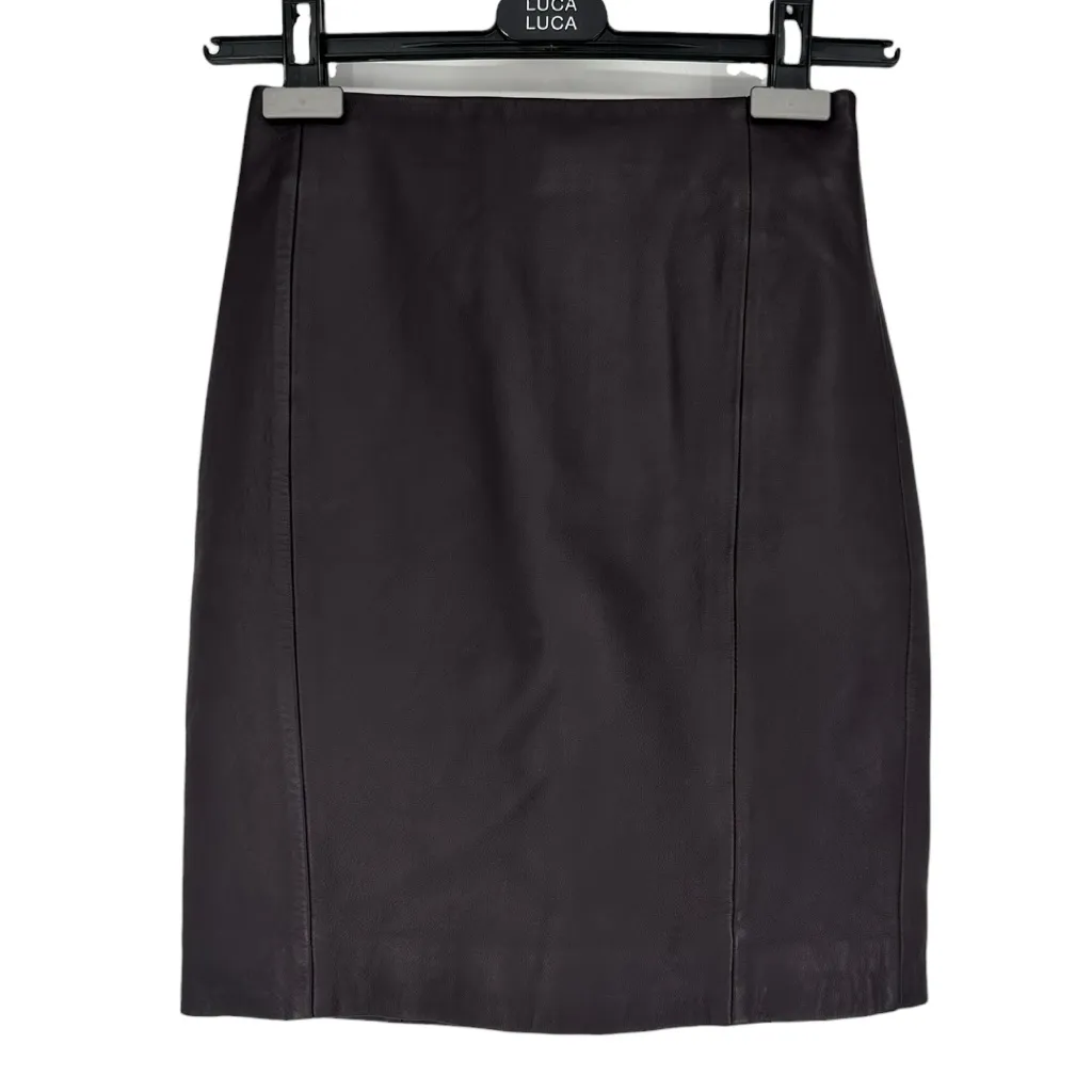 IRO Donkin Lamb Leather Mini Skirt In Dark Brown size EU 34 - Image 2