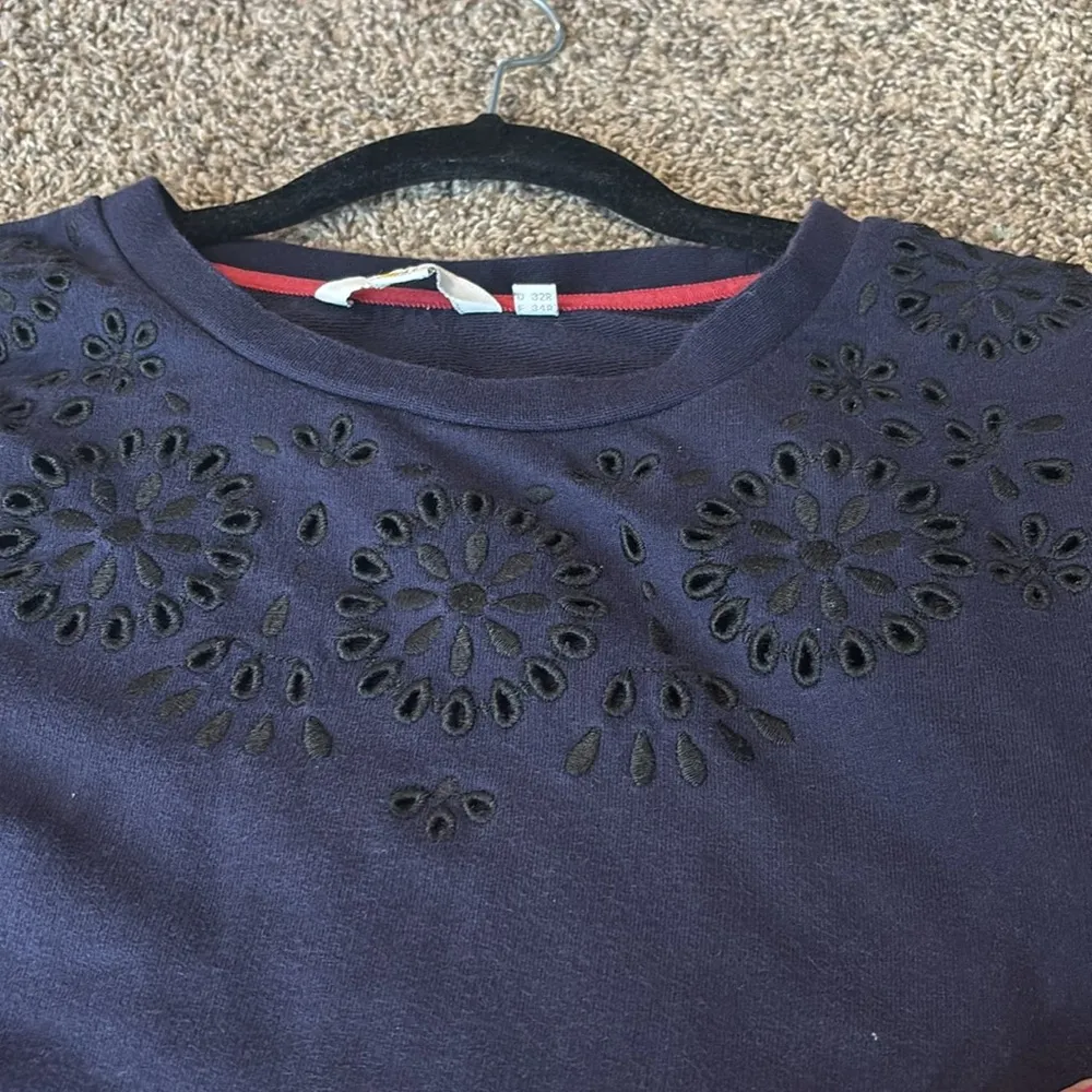 Boden Embroidered Navy Blue Sweatshirt Material Dress Size 2 - Image 8