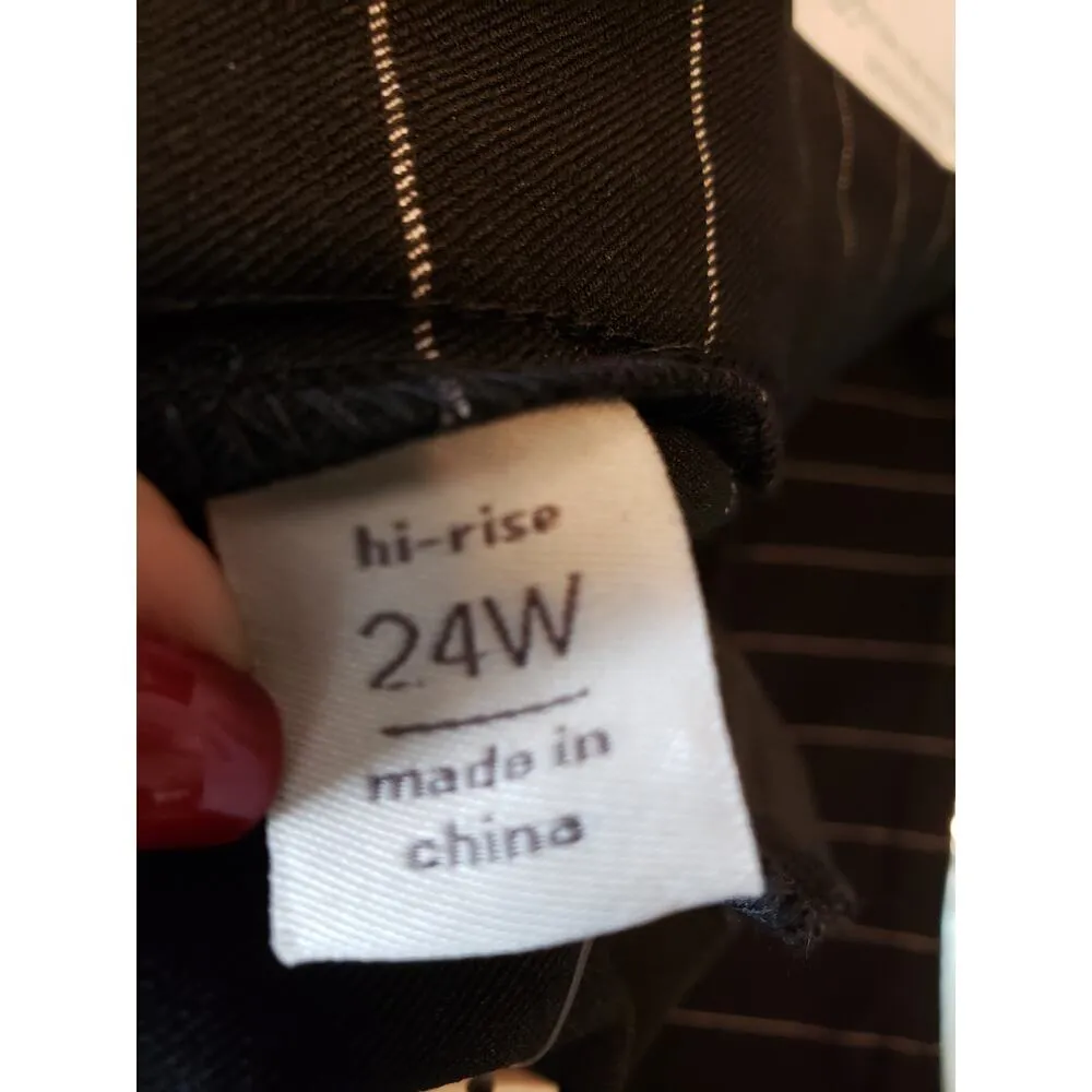 CATO Pants Womens Size 24W Black White Striped Slim Fit High Rise Ankle Slit - Image 4