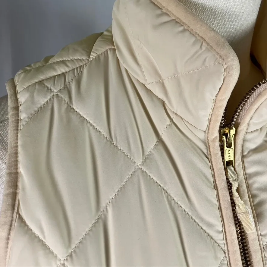 J. Crew XS Quilted Puffer Vest Cream Sleeveless Lightweight Layering Top - Image 2