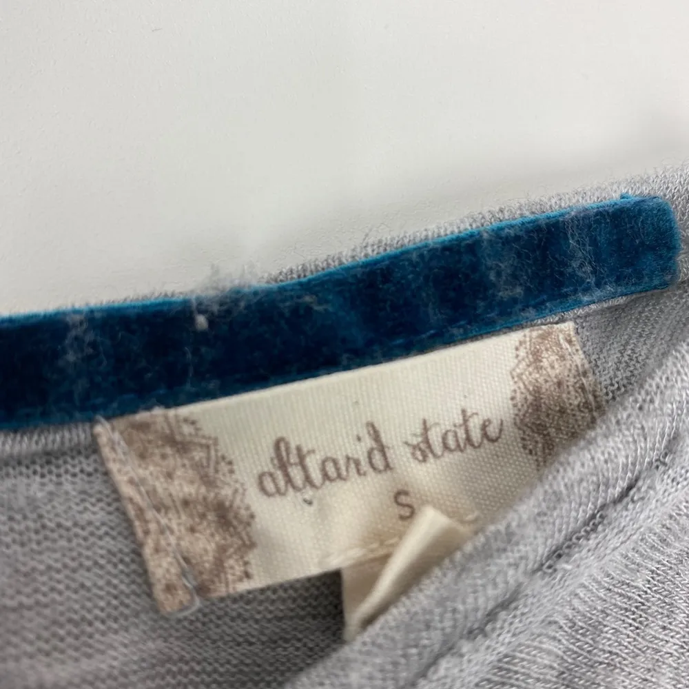 Altard State Gray Lace Detail Top with Bell Sleeves S - Image 4