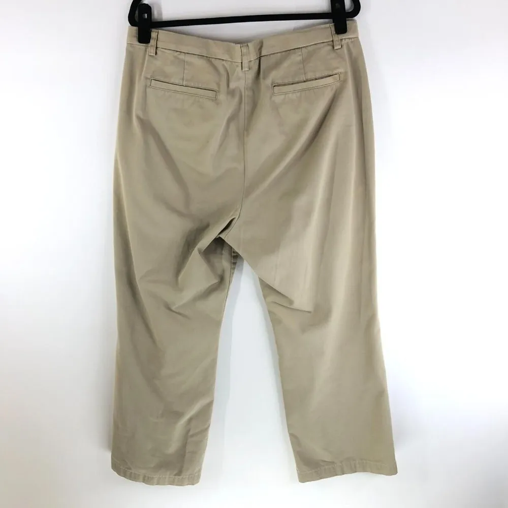 Lands End Womens Khaki Pants Fit 3 Cotton Blend Straight Leg Beige 14 HEMMED - Image 2