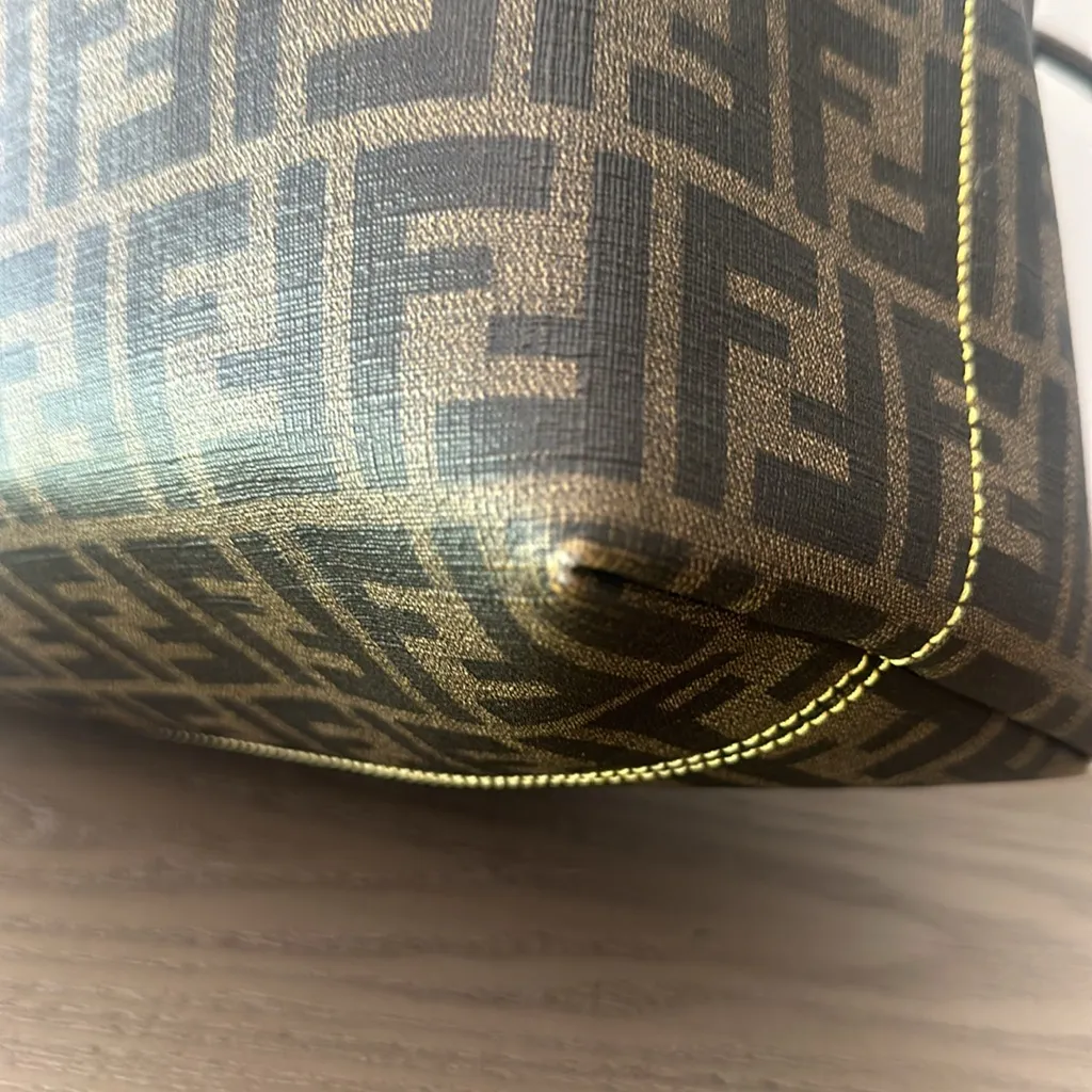 Fendi Zucca Coated Canvas Tote Yellow Interior - Image 14