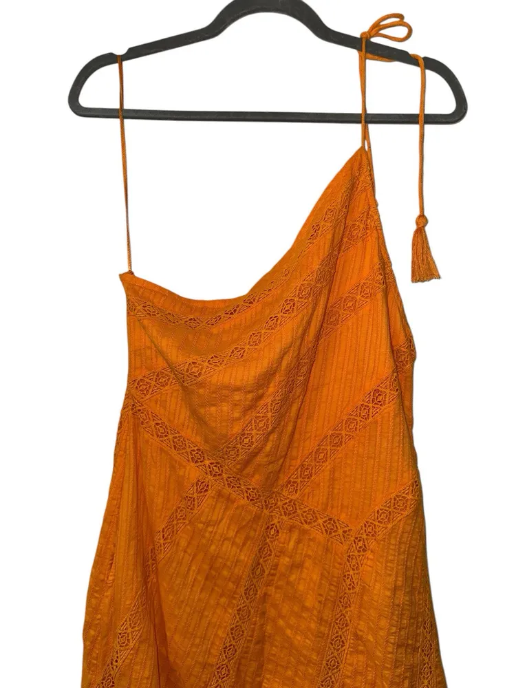Free People Bella Maxi Dress Size Medium Orange Eyelet Flowy Boho MSRP: $168 - Image 2
