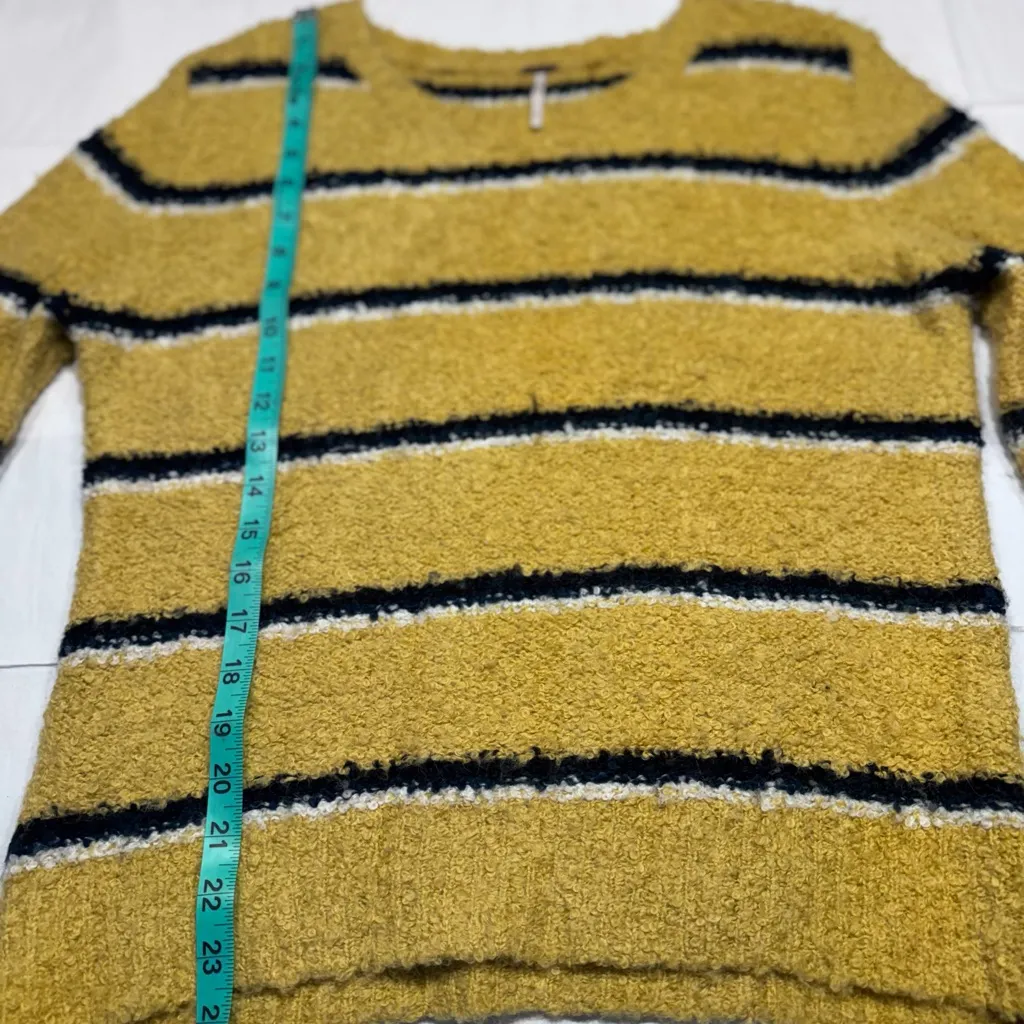 FREE PEOPLE Yellow Best Day Ever Alpaca Blend Boucle Stripe Sweater - Image 7