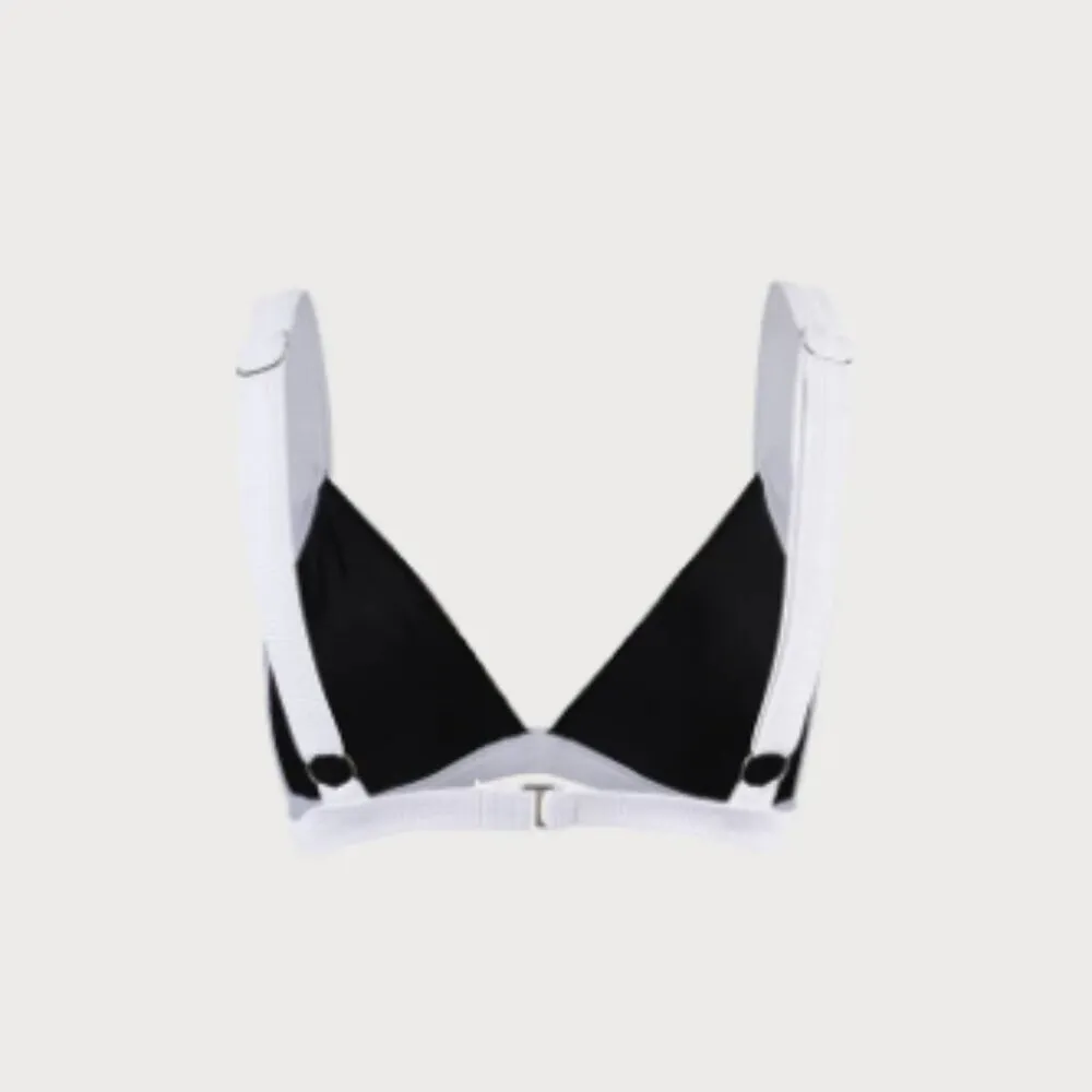 BERLOOK Contrast Trim Triangle Bikini Top ONLY 69 Black Size XL - Image 10