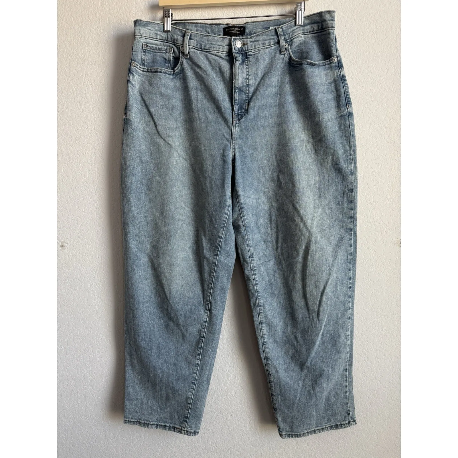 Banana Republic High Rise Straight Ankle Jeans Light Wash Women's Size 33/16 - Image 3