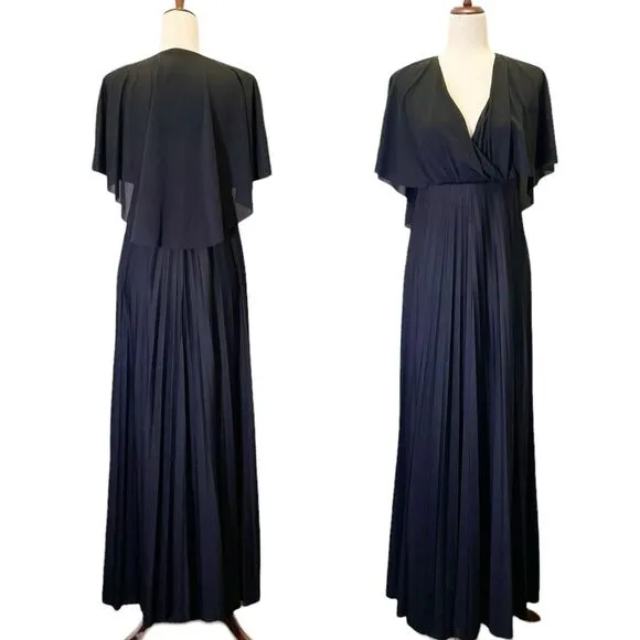 NWT ASOS Maternity Black Cape Back Pleated Long Maxi Dress Women’s Size 4 NEW - Image 2