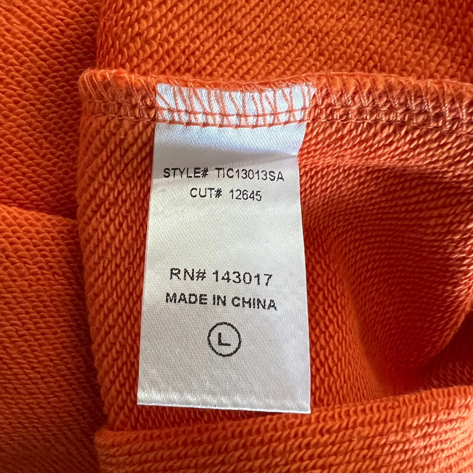 CES FEMME Raw Edge Fleece Sweatshirt Orange TX Sz L University Streetwear NEW Size L - Image 8