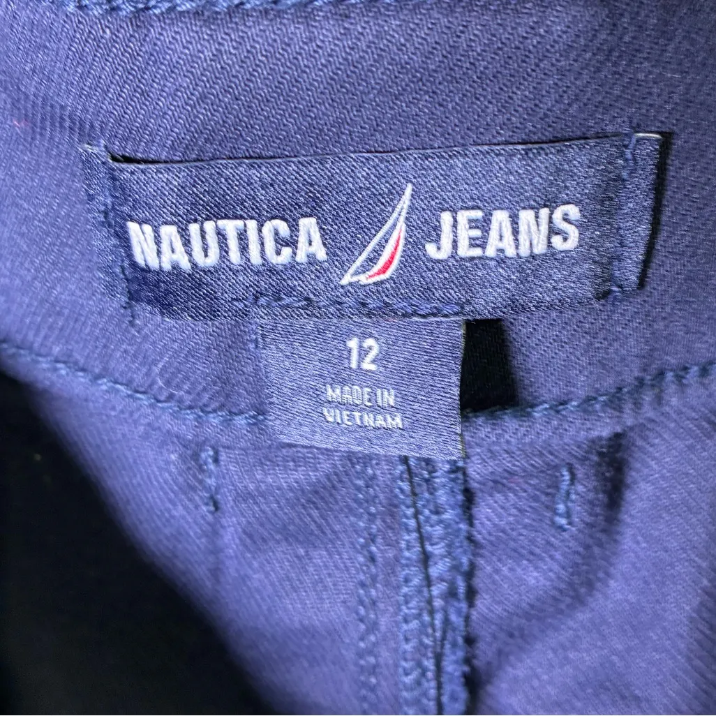 NWT Nautica Jeans Navy Wide Leg Full Nautical Pants with Large Gold Buttons - Image 2