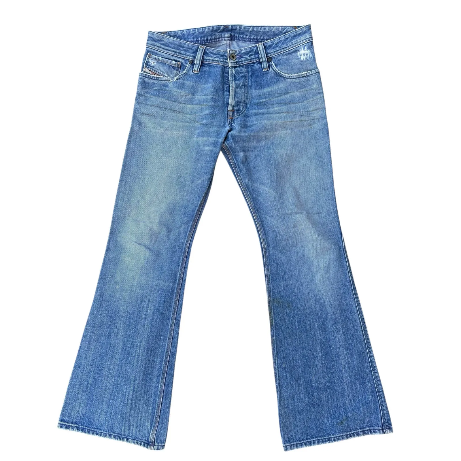 VTG Y2K Diesel Jeans Sz 30 Mid Rise Flare Faded Distressed Custom Skater Grunge - Image 3