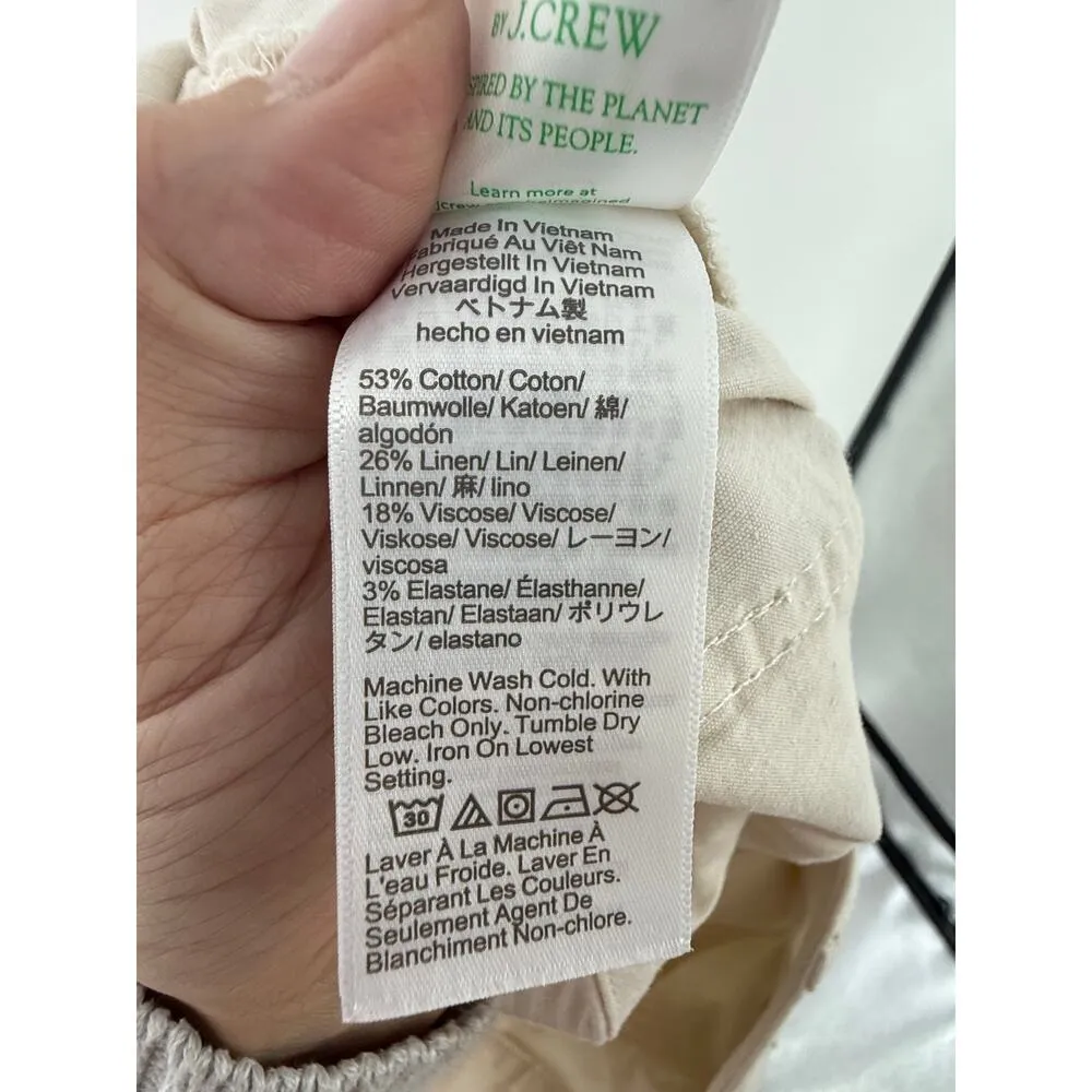 J.Crew Factory Linen Blend Pants Women 32/14 Beige Wide Leg Relaxed Coastal - Image 10