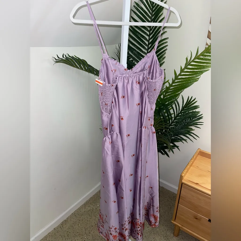 Free People On‎ My Own Floral Satin Nightgown Dress XS - Image 4