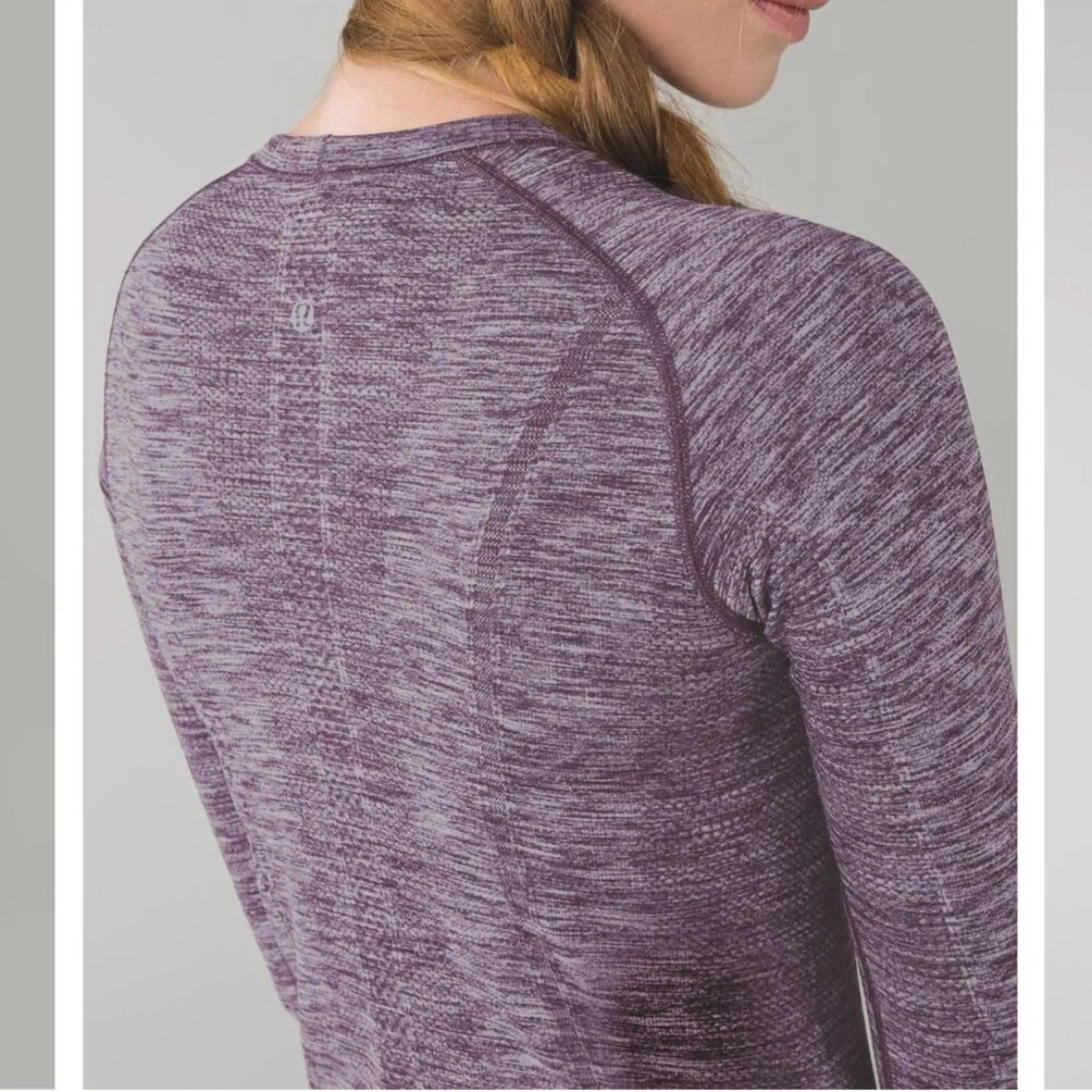 Lululemon  Swiftly Tech Long Sleeve Crew Heathered Black Cherry Purple Size 8 - Image 7