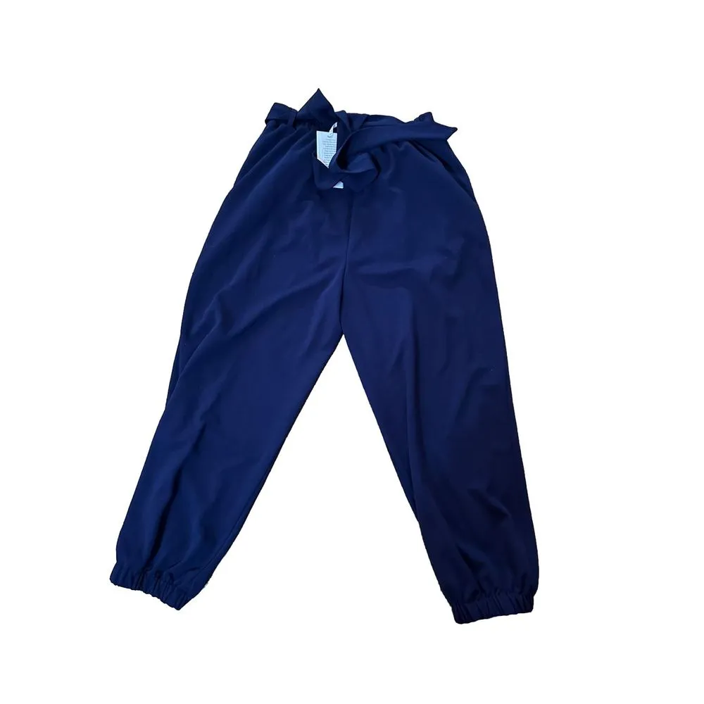 Women's Grace‎ Karin Casual Self Tie Bow-Knot Ankle Length Pants Med  NWT Blue - Image 7