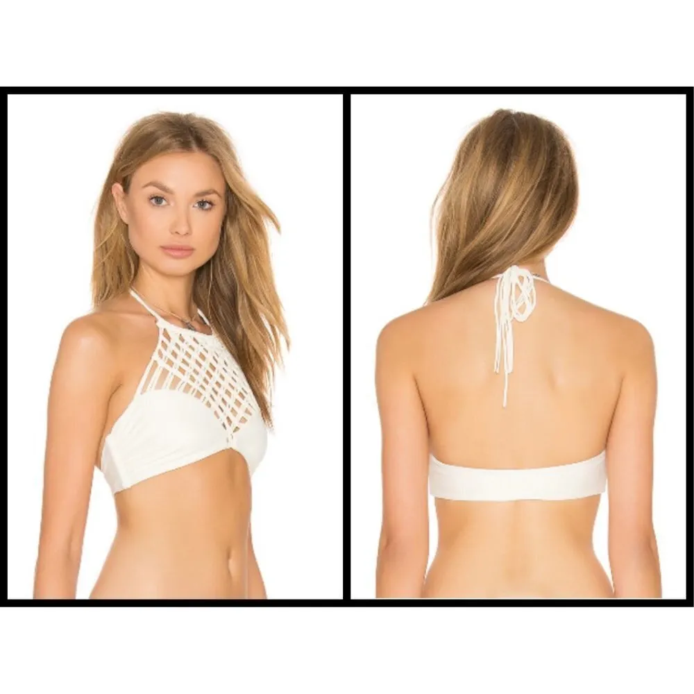 💕MIKOH💕 Macrame Woven Bikini Set Bone Small NWT - Image 5