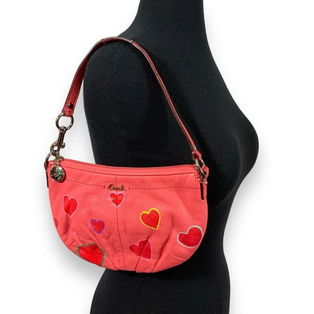 Coach Hand Painted Hearts Pink Shoulder Bag - Image 2