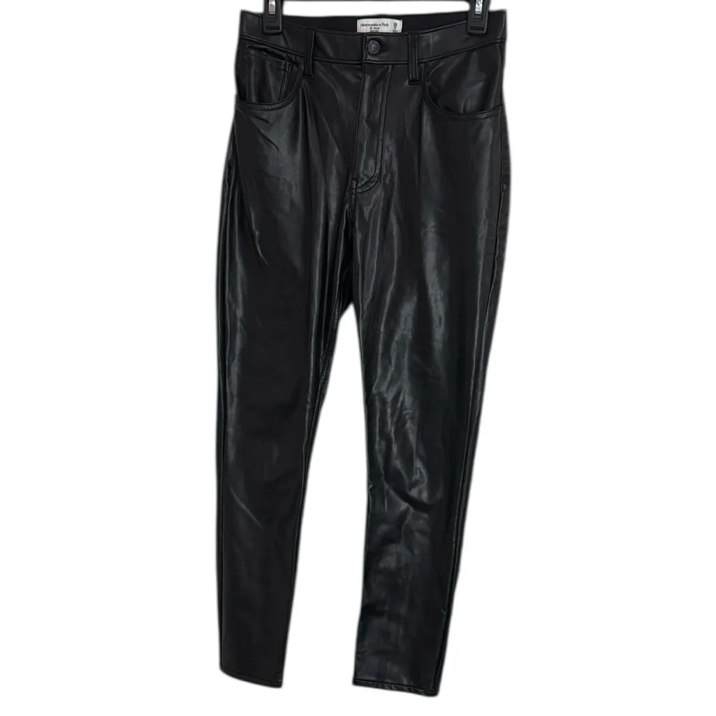 Abercrombie & Fitch Black The Skinny High Rise Faux Leather Jeans size 28 - Image 2