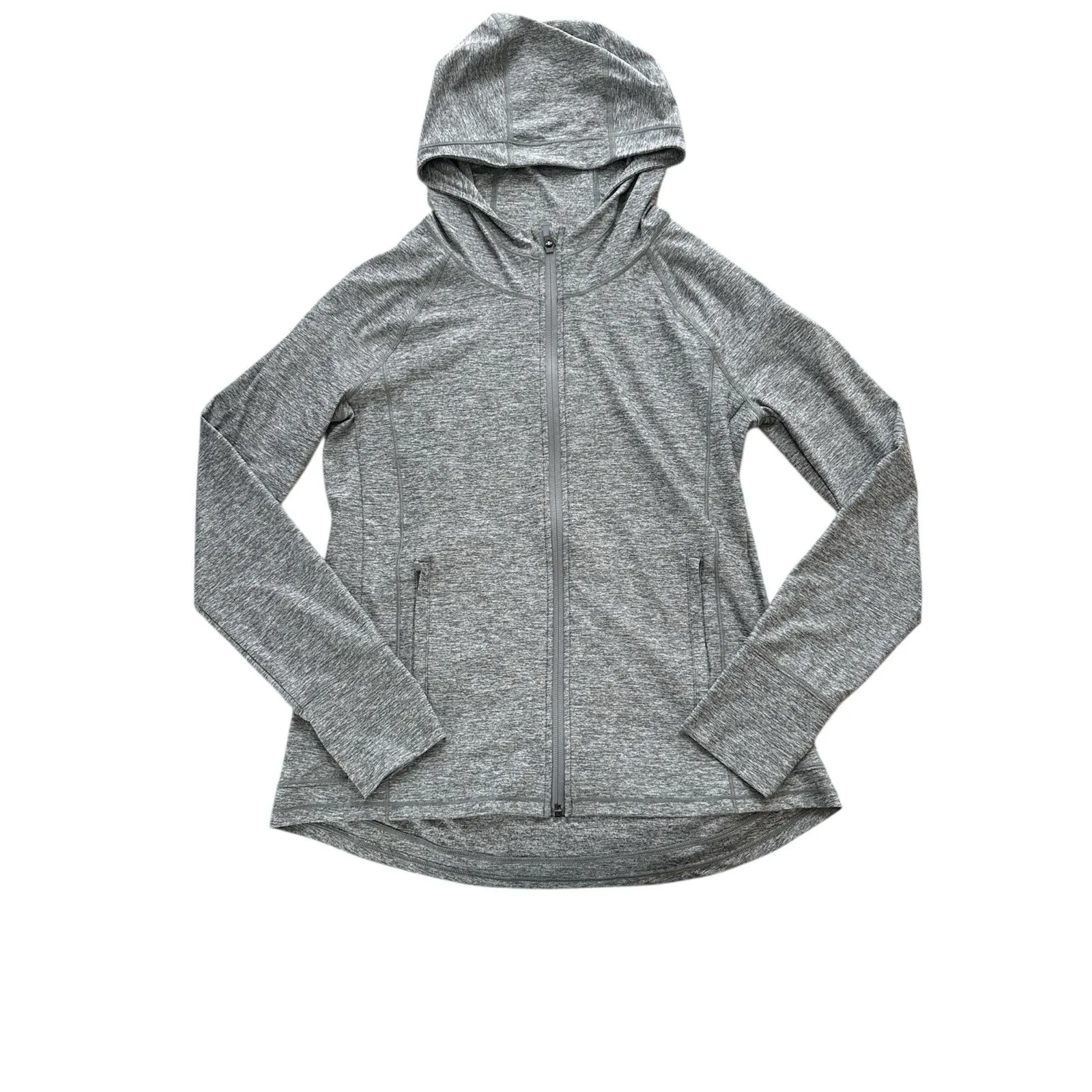Athleta Pacifica Illume Jacket Hoodie Womens Small Petite SP Heather Gray UPF - Image 3