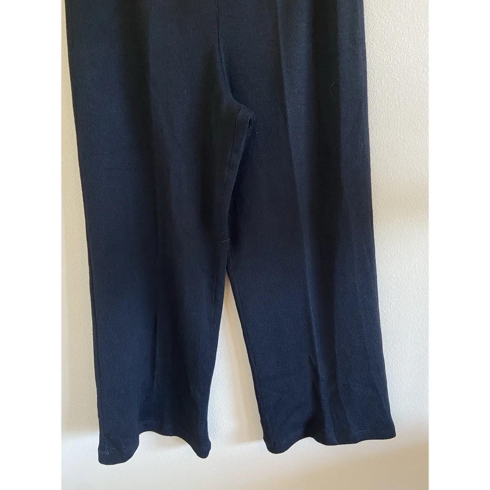 Adrianna Papell Classic Black Acrylic Wool Pull On Wide Leg Pants Womens Small - Image 3