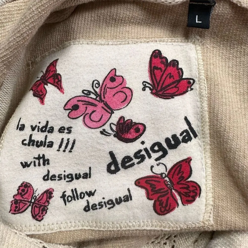 Desigual Women's Ivory Antast Shawl Collar Sweater M Knit Pullover - Image 7