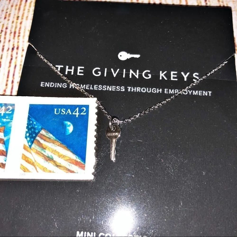 The Giving Keys Believe Mini Silver Key Necklace 16-18 Inches - Image 2