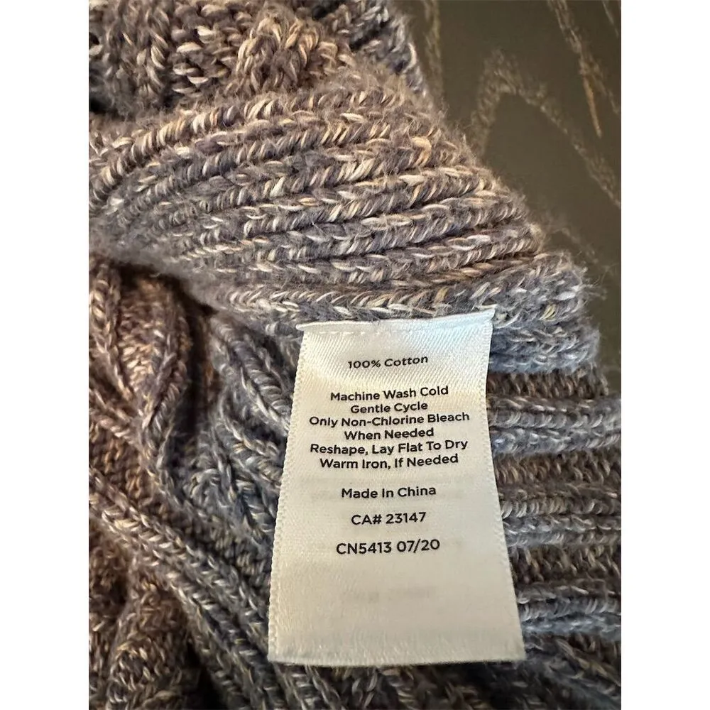 Talbots Women's Gray/Blue Cowl Neck Pullover Sweater M Cable Knit Long Sleeve - Image 12