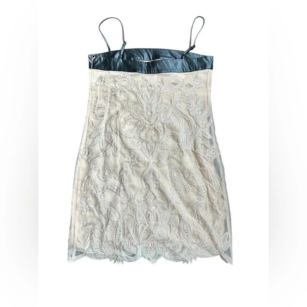 Anthropologie Square Neck Lace Mini Dress Black and Cream NWT Size 10 - Image 5