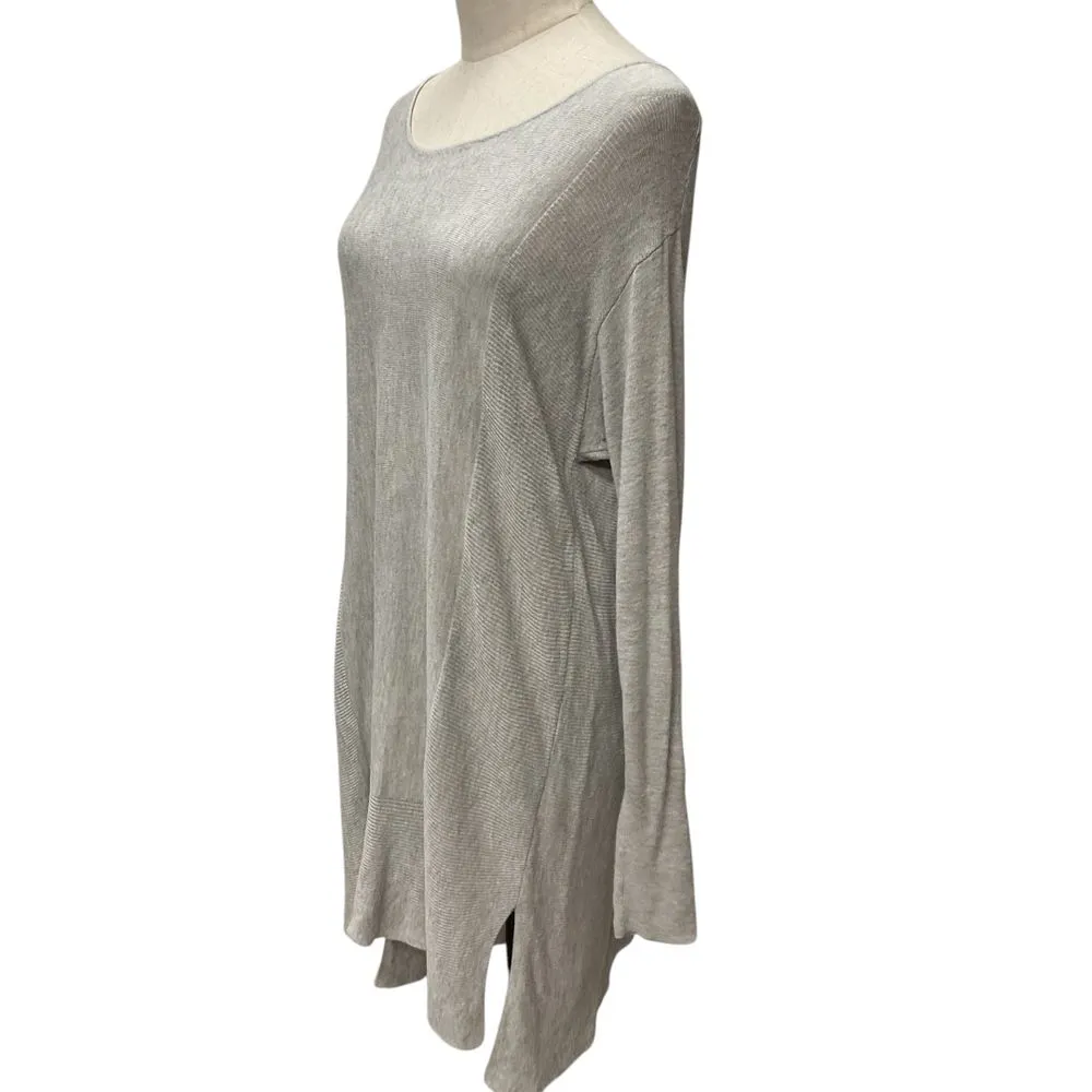 Elle Tunic Sweater Dress Size XL Light Gray Knit with Bow Detail Long‎ Sleeve - Image 3