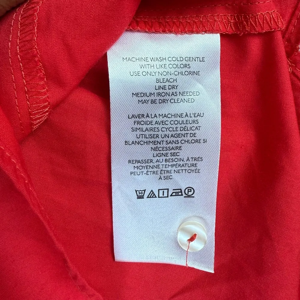 Maeve Anthropologie Tunic Top Puff Sleeve Red Blouse Collared Small - Image 6