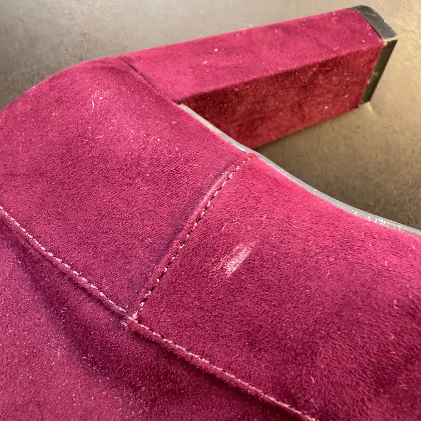 Jones NY sz 6 Womens Maroon Gold Suede Knee High Zip Pointed Heeled Boots Chic - Image 12