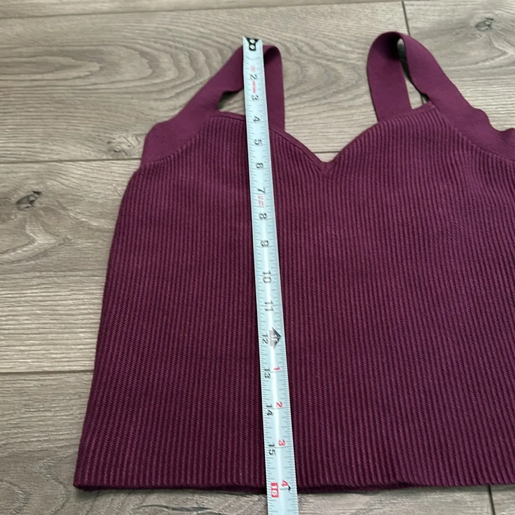 Abercrombie‎ & Fitch Ottoman Sweetheart Swearer Ribbed Crop Tank Burgundy Large - Image 7