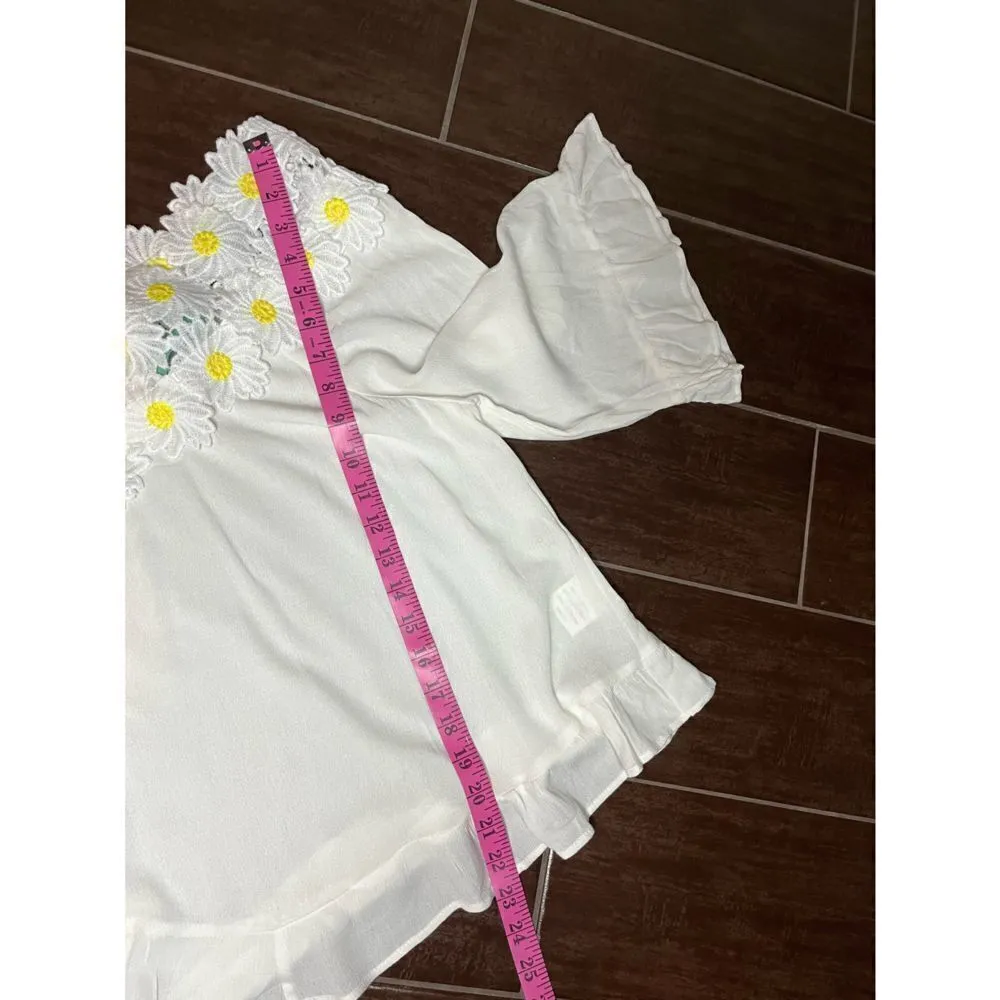 Judith March oversized low shoulder daisy top sz small - Image 8