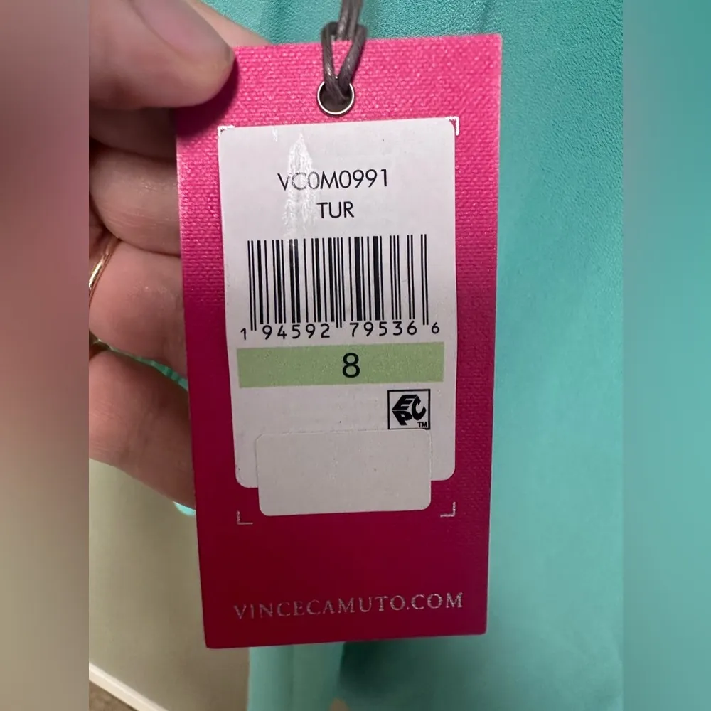 turquoise 3/4” tiered ruffle sleeve keyhole neck lined mini dress - Image 7